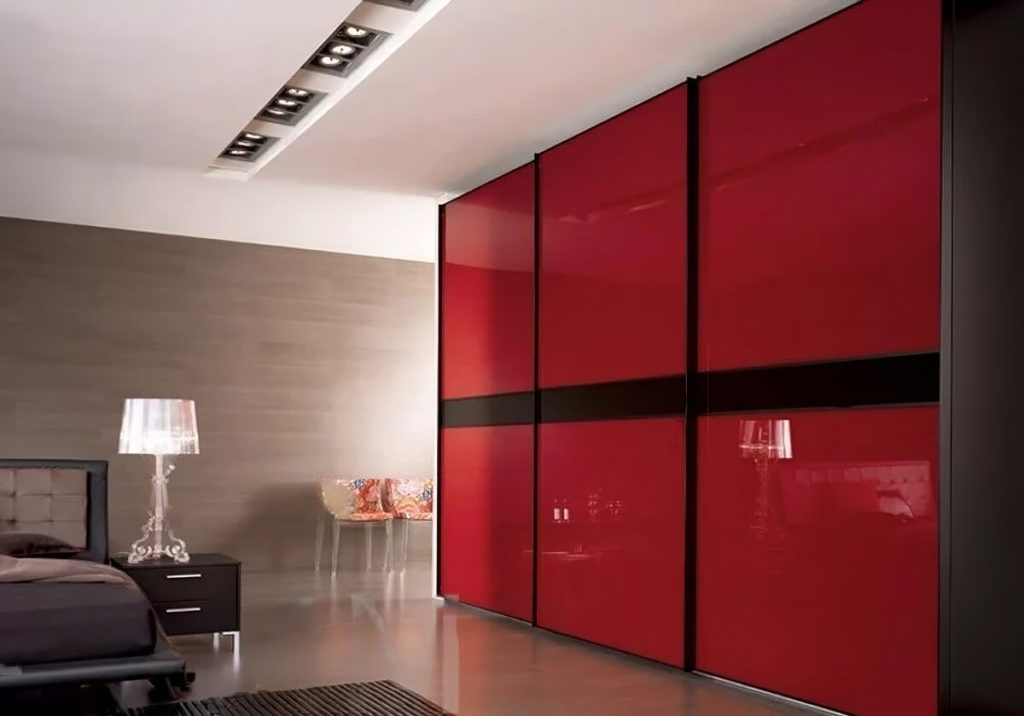 Двери для шкафа-купе Элегант стекло красное + черное