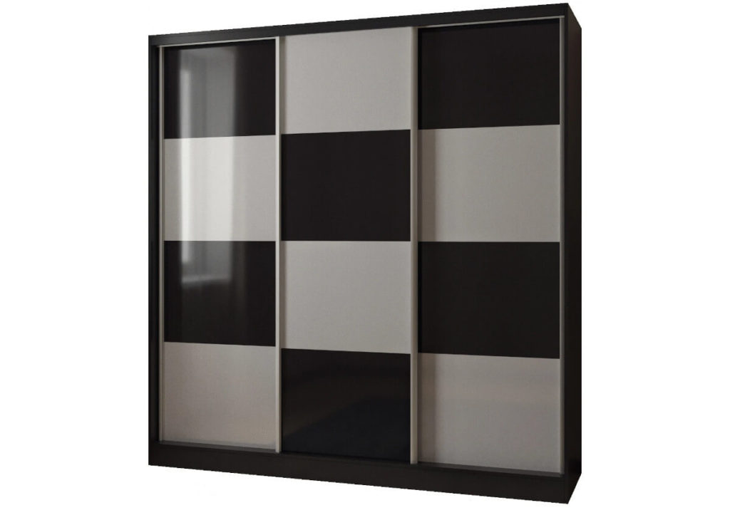 Встроенный шкаф-купе угловой стекло Шахматы