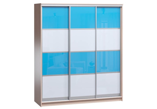 Шкаф-купе встроенный с делителями, стекло небесно-голубое+прозрачное