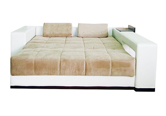 Трехместный диван "Лео 7" c пуфом и выкатной полкой